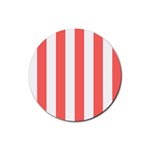 Vertical Stripes - White and Pastel Red Rubber Coaster (Round)