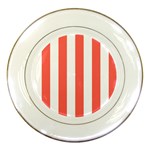 Vertical Stripes - White and Pastel Red Porcelain Plate