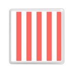 Vertical Stripes - White and Pastel Red Memory Card Reader with Storage (Square)