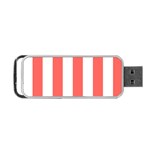 Vertical Stripes - White and Pastel Red Portable USB Flash (One Side)