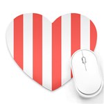 Vertical Stripes - White and Pastel Red Heart Mousepad