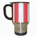 Vertical Stripes - White and Pastel Red Travel Mug (White)