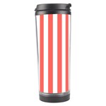 Vertical Stripes - White and Pastel Red Travel Tumbler