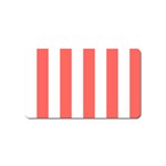 Vertical Stripes - White and Pastel Red Magnet (Name Card)