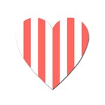 Vertical Stripes - White and Pastel Red Magnet (Heart)