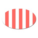 Vertical Stripes - White and Pastel Red Magnet (Oval)