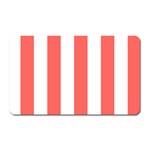 Vertical Stripes - White and Pastel Red Magnet (Rectangular)