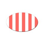 Vertical Stripes - White and Pastel Red Sticker (Oval)