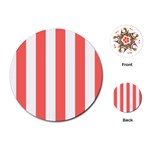 Vertical Stripes - White and Pastel Red Playing Cards (Round)