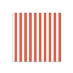 Vertical Stripes - White and Tomato Red Satin Bandana Scarf
