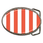 Vertical Stripes - White and Tomato Red Belt Buckle
