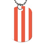 Vertical Stripes - White and Tomato Red Dog Tag (One Side)