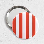 Vertical Stripes - White and Tomato Red 2.25  Handbag Mirror