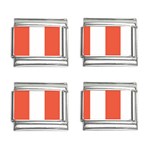 Vertical Stripes - White and Tomato Red 9mm Italian Charm (4 pack)