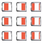Vertical Stripes - White and Tomato Red Mega Link Italian Charm (9 pack)