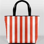 Vertical Stripes - White and Tomato Red Bucket Bag