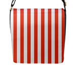 Vertical Stripes - White and Tomato Red Flap Closure Messenger Bag (L)