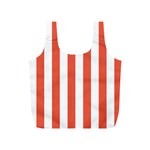 Vertical Stripes - White and Tomato Red Full Print Recycle Bag (S)