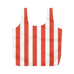 Vertical Stripes - White and Tomato Red Full Print Recycle Bag (M)