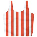 Vertical Stripes - White and Tomato Red Full Print Recycle Bag (XL)