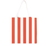 Vertical Stripes - White and Tomato Red Grocery Light Tote Bag