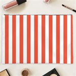 Vertical Stripes - White and Tomato Red Cosmetic Bag (XXL)