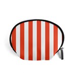 Vertical Stripes - White and Tomato Red Accessory Pouch (Small)
