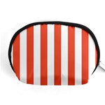 Vertical Stripes - White and Tomato Red Accessory Pouch (Medium)
