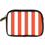 Vertical Stripes - White and Tomato Red Digital Camera Leather Case
