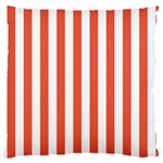 Vertical Stripes - White and Tomato Red Large Cushion Case (One Side)