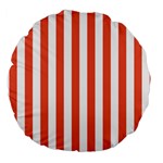 Vertical Stripes - White and Tomato Red Large 18  Premium Round Cushion