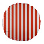 Vertical Stripes - White and Tomato Red Large 18  Premium Flano Round Cushion