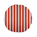 Vertical Stripes - White and Tomato Red Standard 15  Premium Flano Round Cushion
