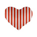 Vertical Stripes - White and Tomato Red Standard 16  Premium Heart Shape Cushion