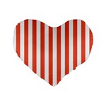 Vertical Stripes - White and Tomato Red Standard 16  Premium Flano Heart Shape Cushion