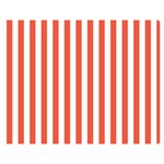 Vertical Stripes - White and Tomato Red Double Sided Flano Blanket (Medium)