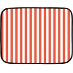 Vertical Stripes - White and Tomato Red Double Sided Fleece Blanket (Mini)