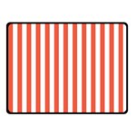 Vertical Stripes - White and Tomato Red Fleece Blanket (Small) (One Side)