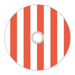 Vertical Stripes - White and Tomato Red CD Wall Clock