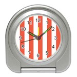 Vertical Stripes - White and Tomato Red Desk Alarm Clock