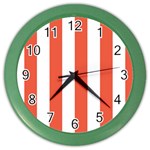 Vertical Stripes - White and Tomato Red Color Wall Clock