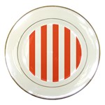 Vertical Stripes - White and Tomato Red Porcelain Plate
