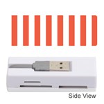 Vertical Stripes - White and Tomato Red Memory Card Reader (Stick)