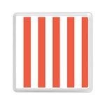 Vertical Stripes - White and Tomato Red Memory Card Reader with Storage (Square)