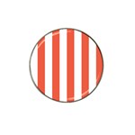 Vertical Stripes - White and Tomato Red Hat Clip Ball Marker (4 pack)