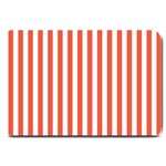 Vertical Stripes - White and Tomato Red Large Doormat
