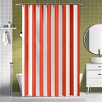Vertical Stripes - White and Tomato Red Shower Curtain 48  x 72  (Small)