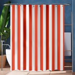 Vertical Stripes - White and Tomato Red Shower Curtain 60  x 72  (Medium)