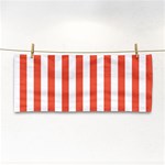 Vertical Stripes - White and Tomato Red Hand Towel