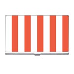 Vertical Stripes - White and Tomato Red Business Card Holder
